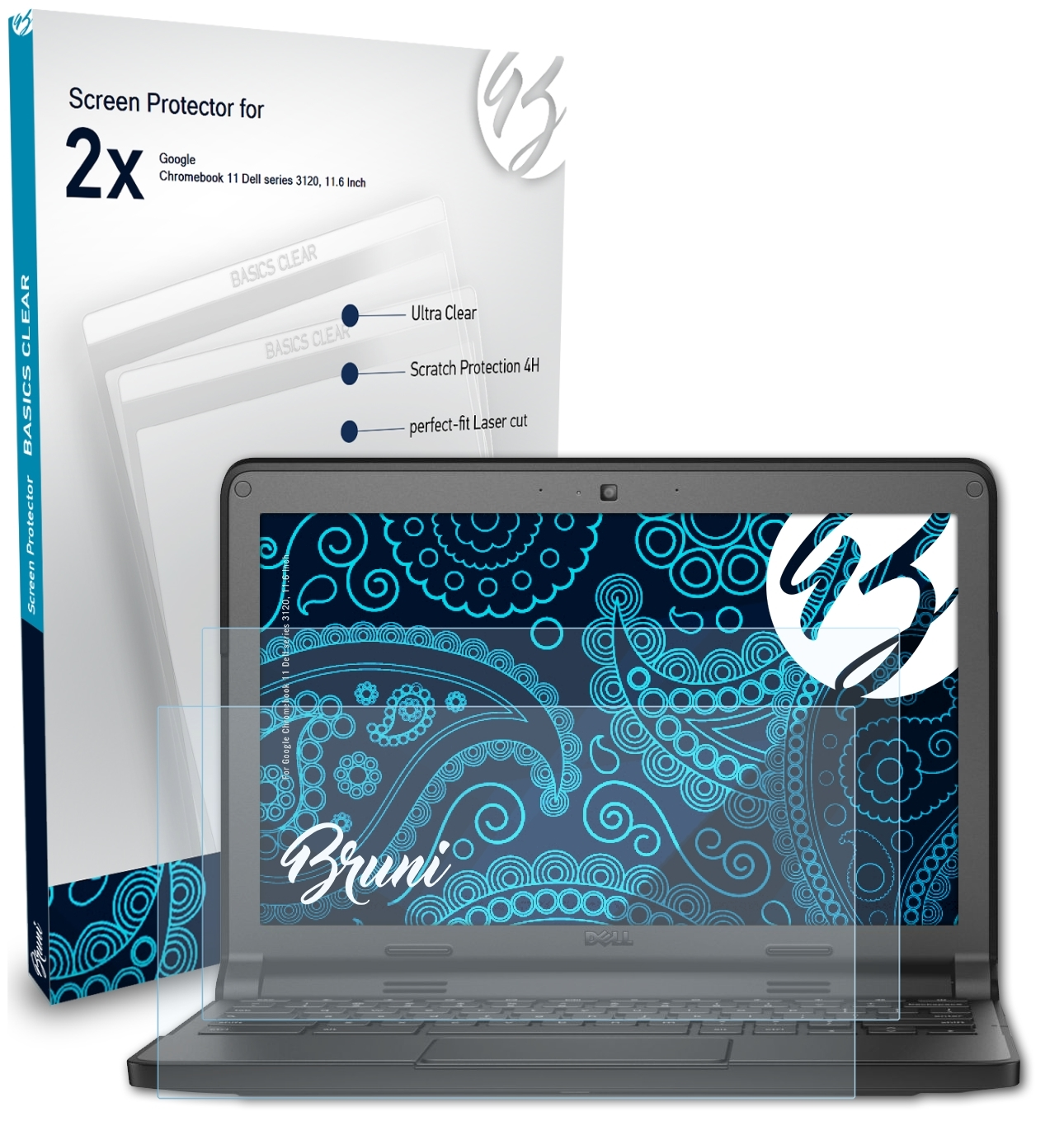 BRUNI 3120, 2x (Dell 11 Google Chromebook Inch)) Basics-Clear Schutzfolie(für series 11.6