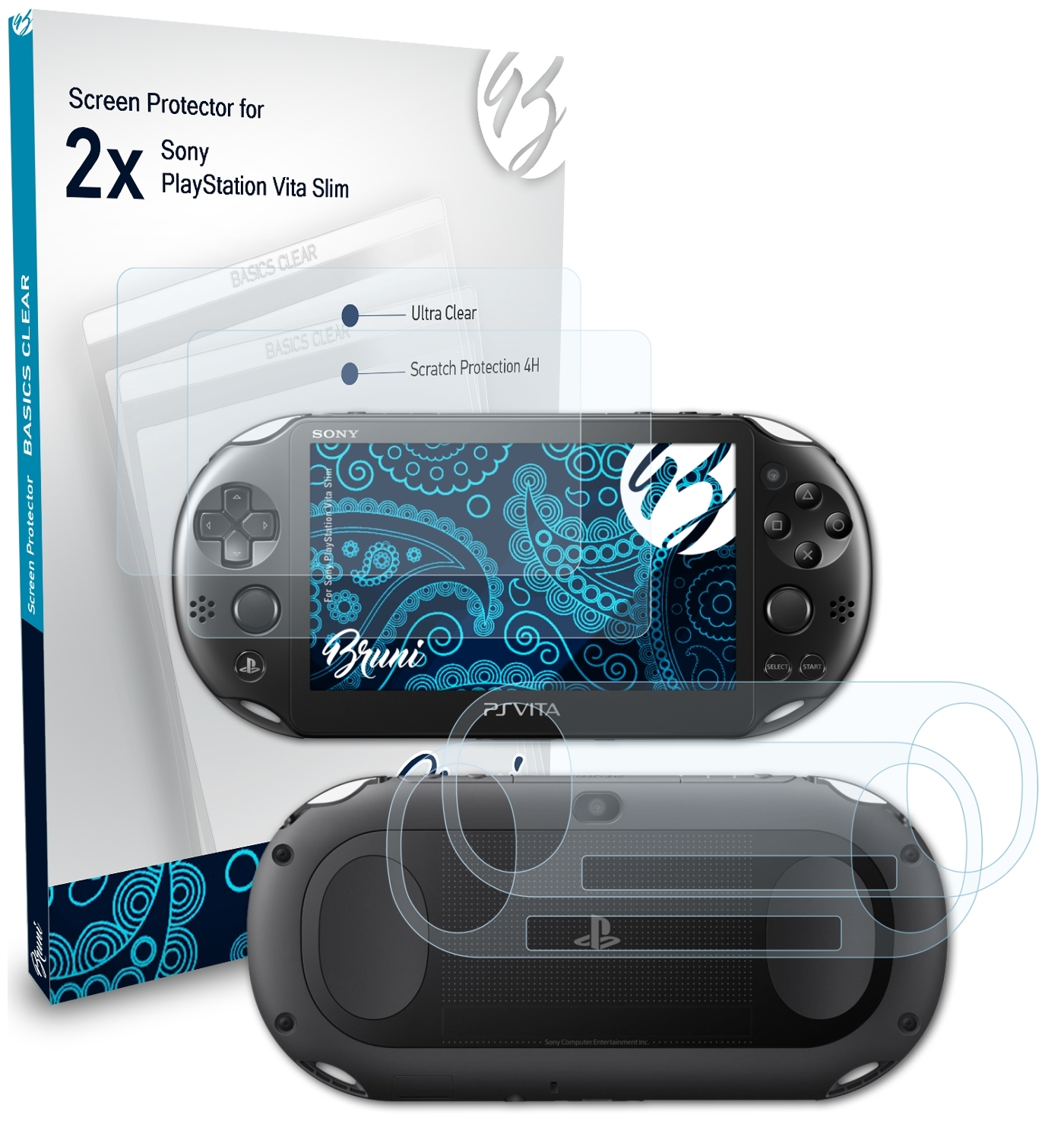 Slim) 2x Sony Vita PlayStation Schutzfolie(für BRUNI Basics-Clear