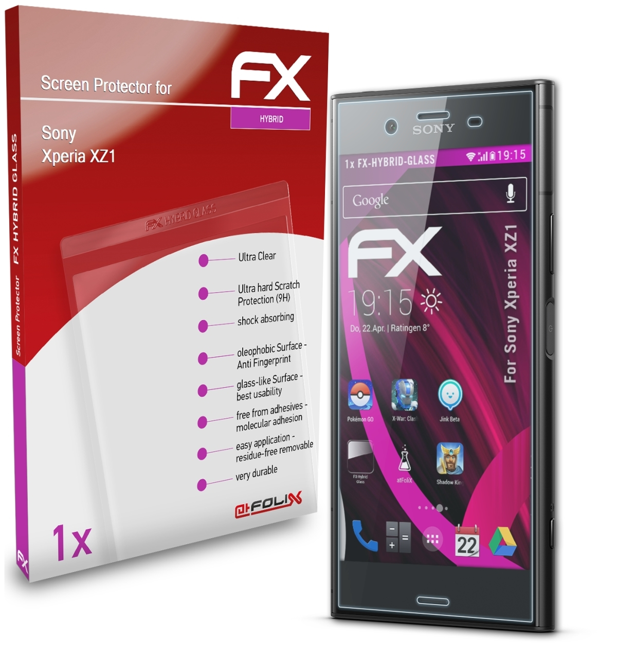 ATFOLIX FX-Hybrid-Glass Schutzglas(für Xperia Sony XZ1)