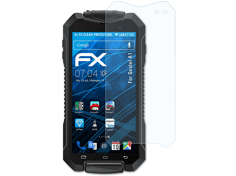3x ATFOLIX A1) FX-Clear Displayschutz(für Geotel
