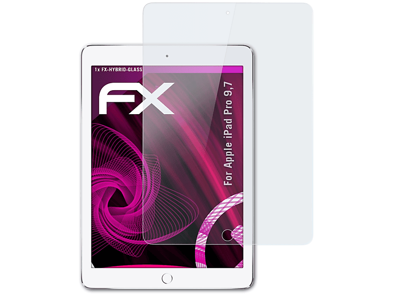 ATFOLIX FX-Hybrid-Glass 9,7) iPad Schutzglas(für Pro Apple