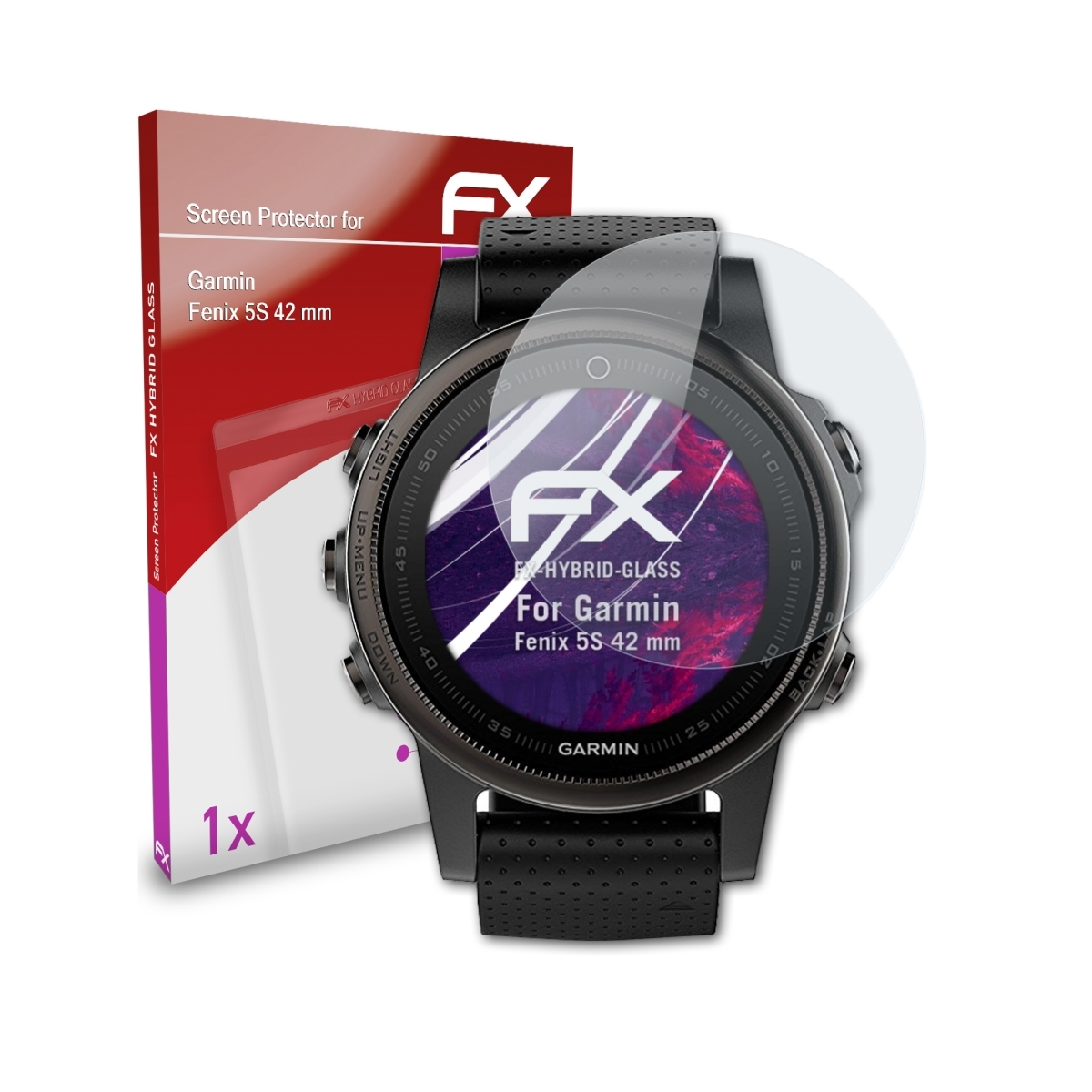 ATFOLIX FX-Hybrid-Glass Schutzglas(für mm)) Garmin 5S Fenix (42
