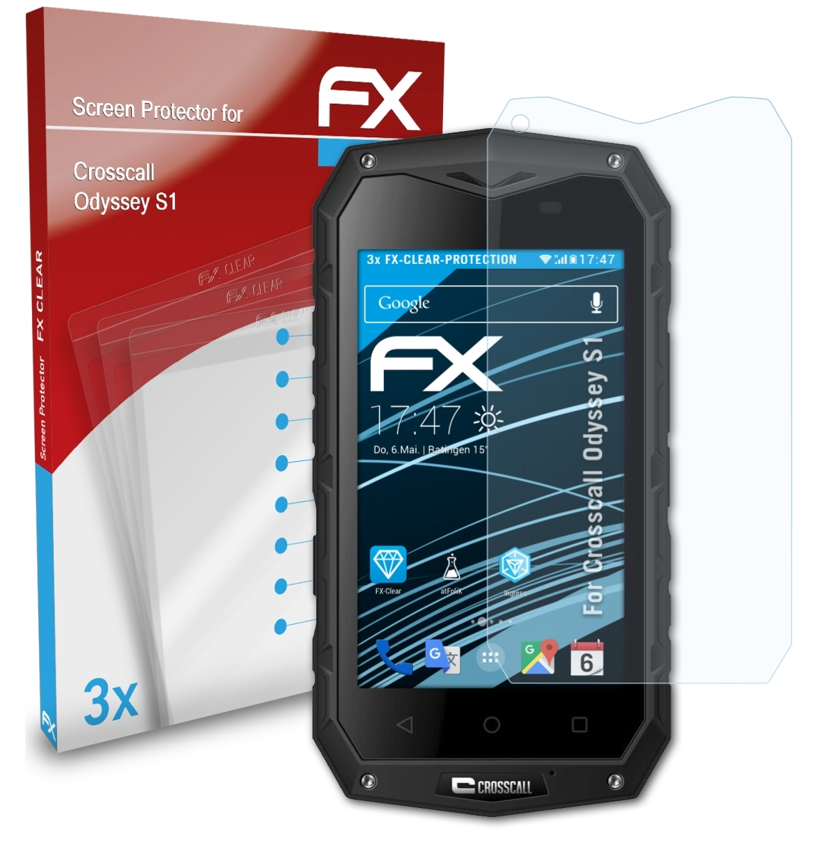 FX-Clear 3x Displayschutz(für Crosscall Odyssey S1) ATFOLIX