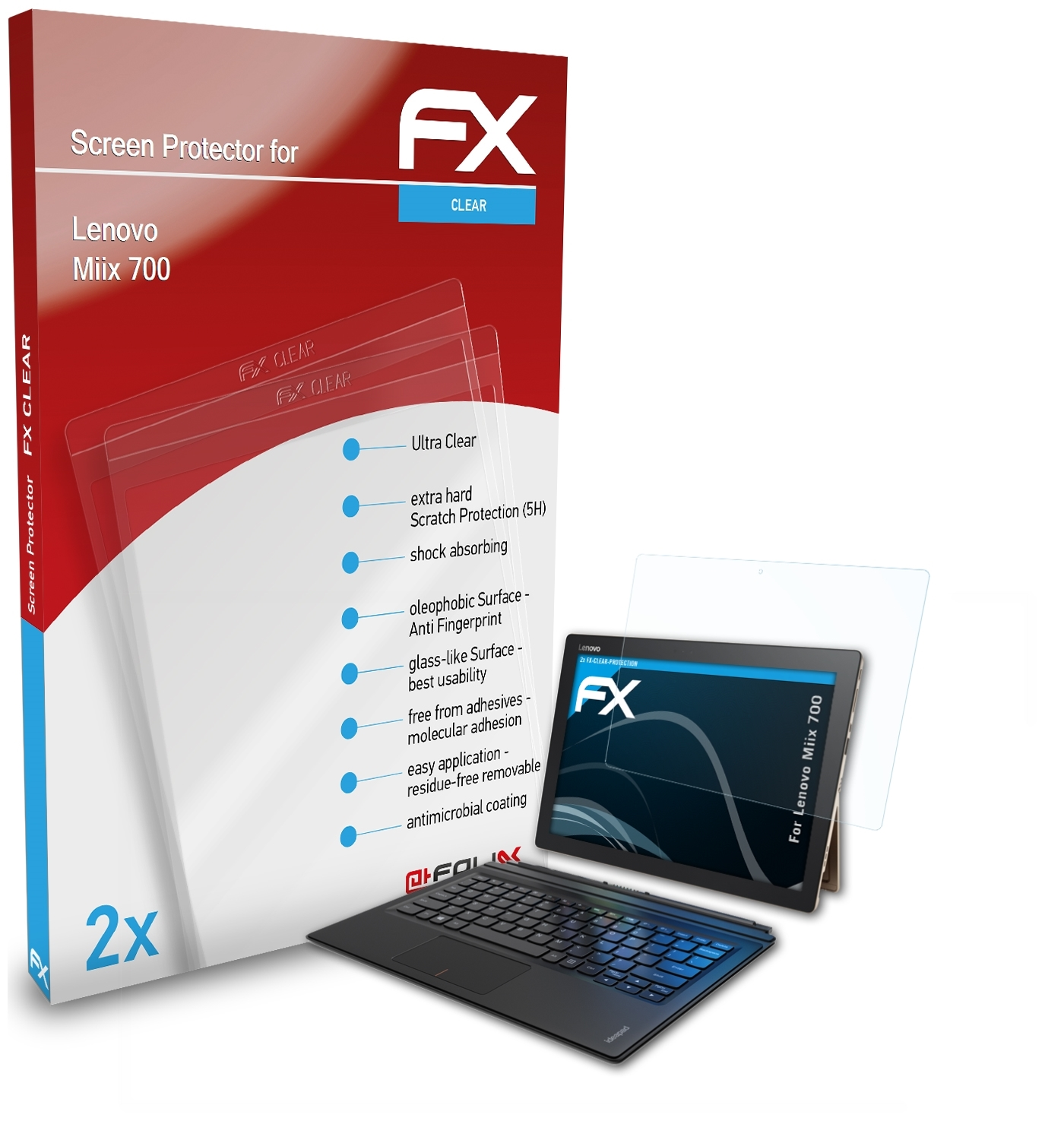 Miix 2x 700) ATFOLIX Lenovo Displayschutz(für FX-Clear