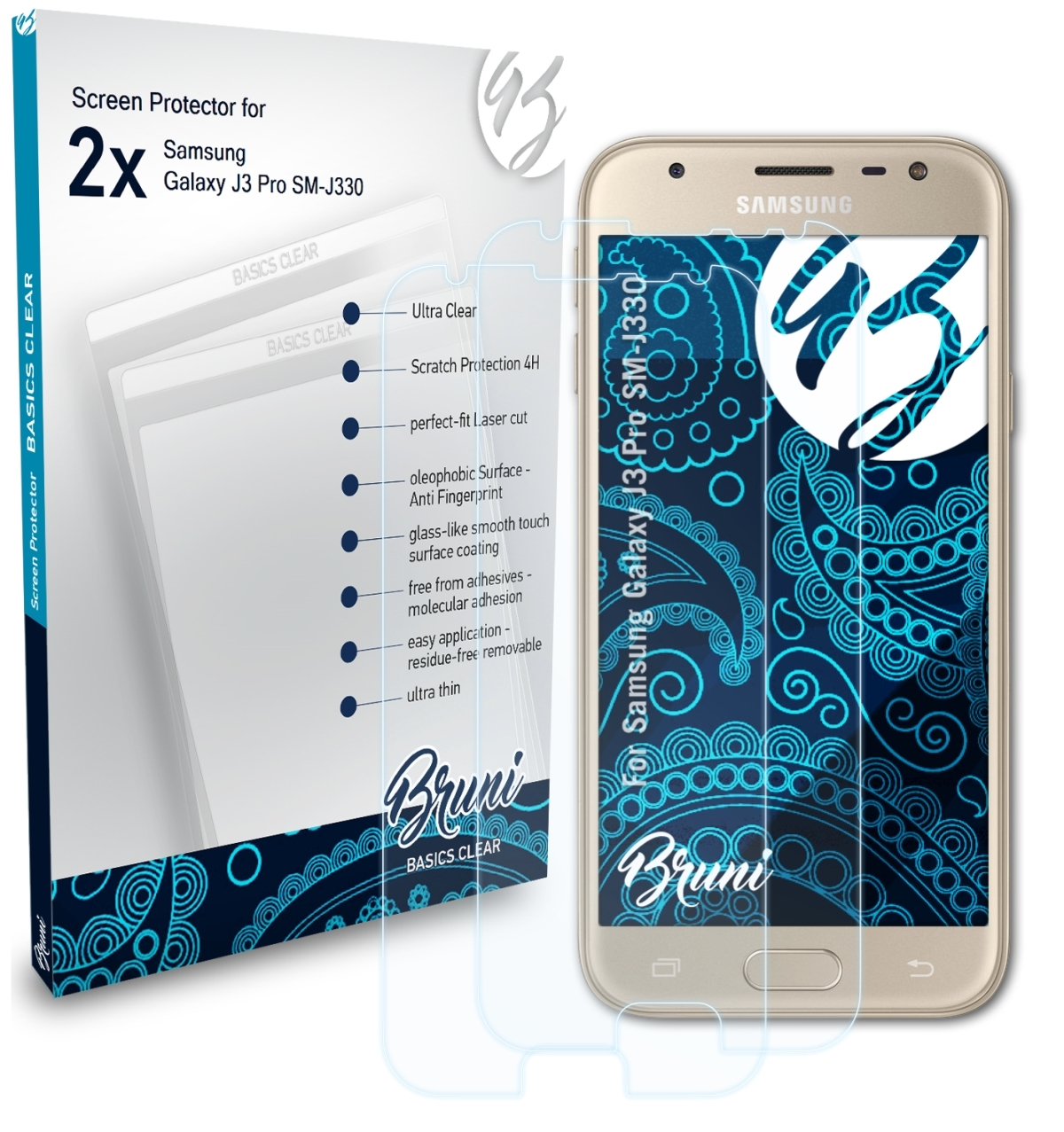 J3 BRUNI Galaxy Schutzfolie(für Basics-Clear Samsung Pro (SM-J330)) 2x