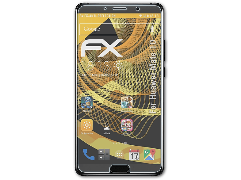 ATFOLIX 3x Mate 10) Displayschutz(für FX-Antireflex Huawei
