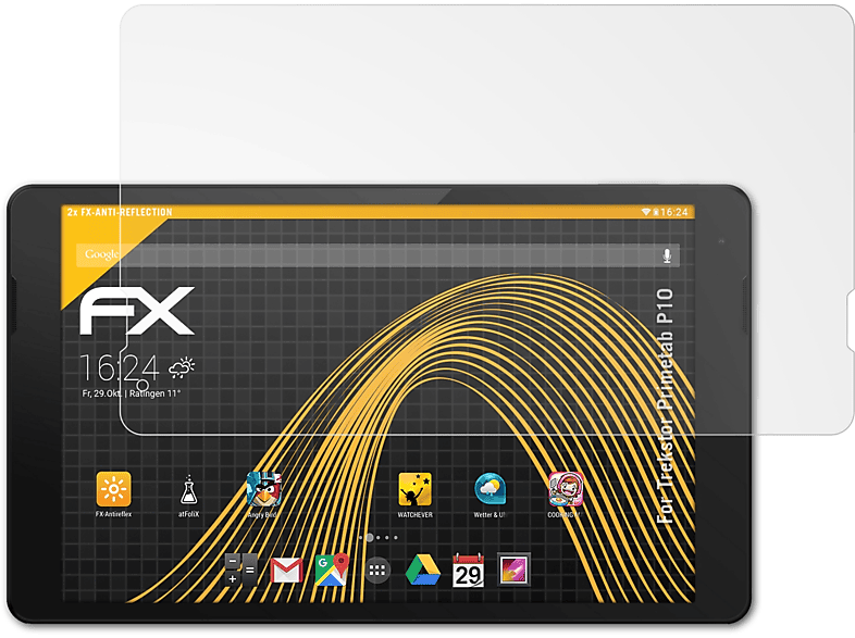 ATFOLIX 2x FX-Antireflex Displayschutz(für Trekstor Primetab P10) | Tabletschutzfolien