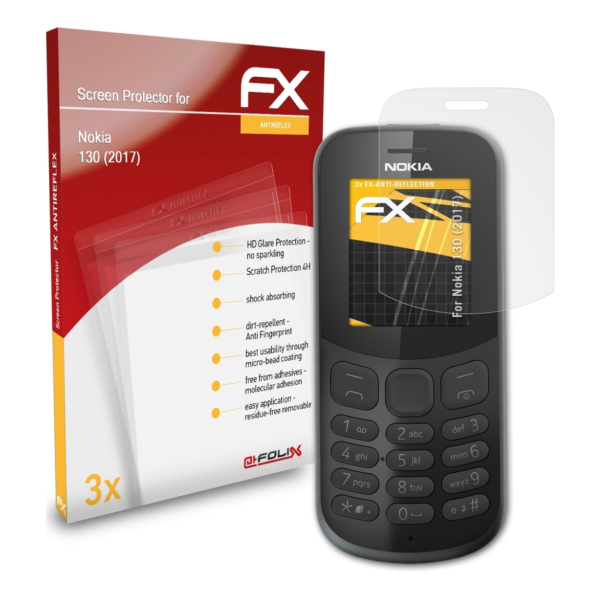 ATFOLIX 3x FX-Antireflex Displayschutz(für Nokia 130 (2017))
