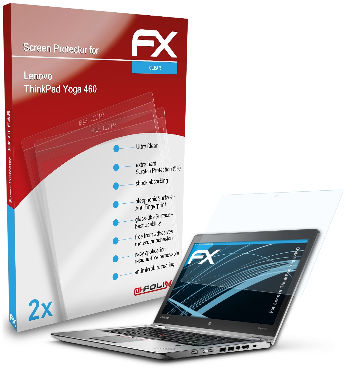 ATFOLIX 2x ThinkPad FX-Clear 460) Yoga Displayschutz(für Lenovo