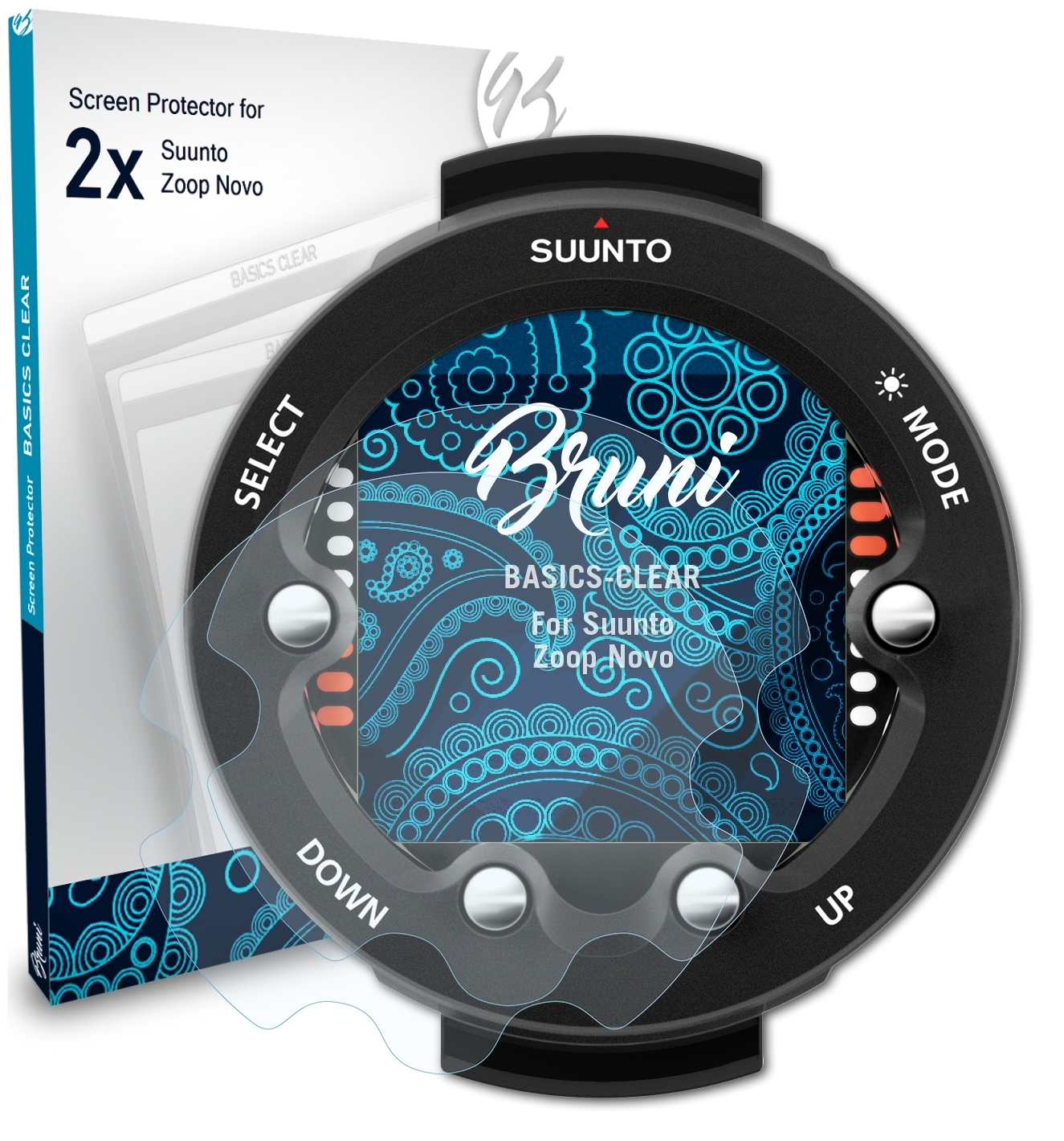 BRUNI 2x Basics-Clear Suunto Schutzfolie(für Zoop Novo)