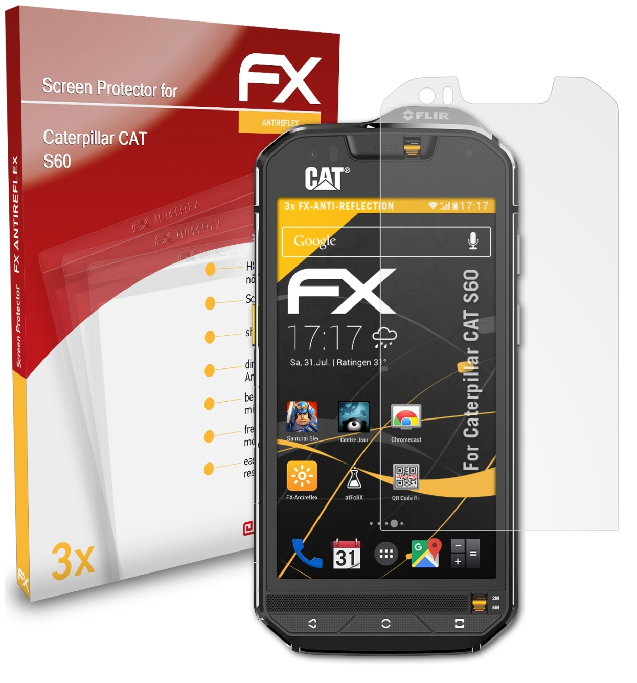 ATFOLIX 3x FX-Antireflex Displayschutz(für S60) CAT Caterpillar