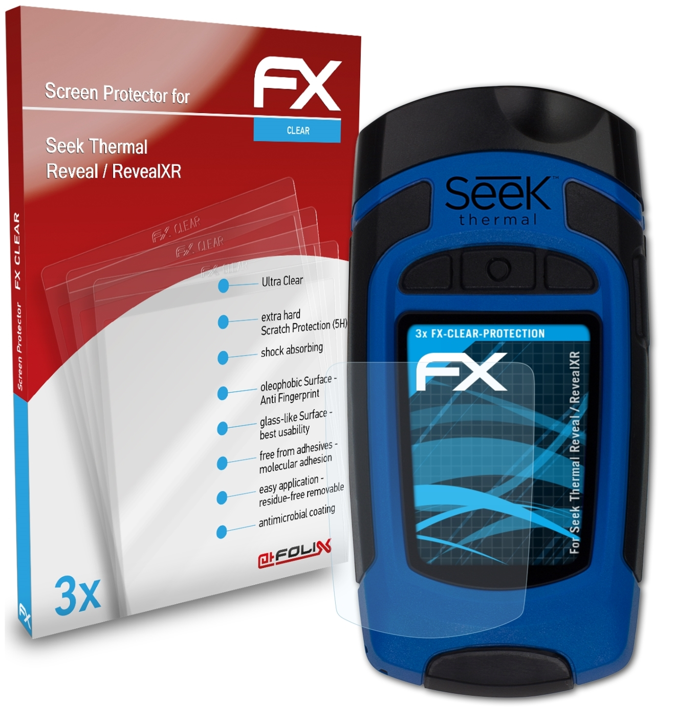 ATFOLIX 3x FX-Clear Displayschutz(für Seek / RevealXR) Thermal Reveal