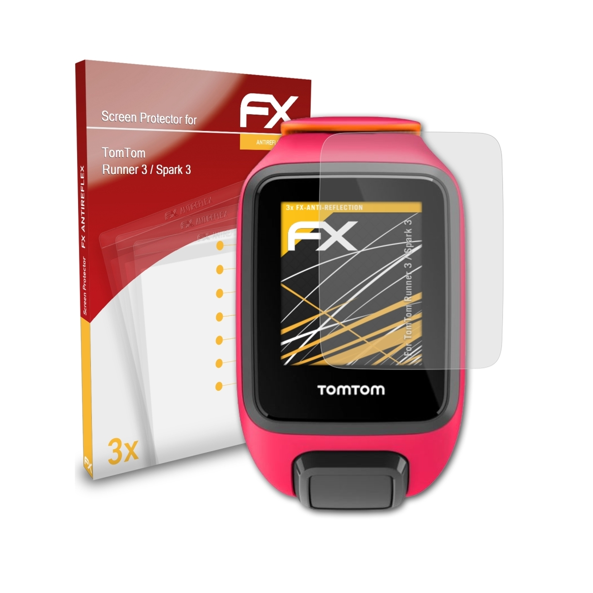 ATFOLIX 3x FX-Antireflex 3) Displayschutz(für / TomTom 3 Runner Spark