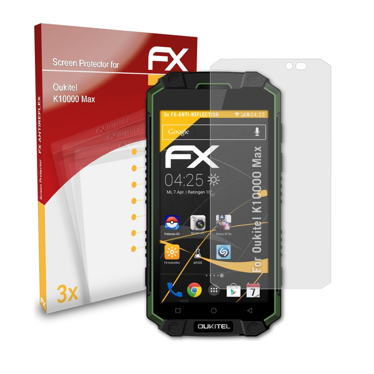 ATFOLIX K10000 Max) 3x Displayschutz(für FX-Antireflex Oukitel