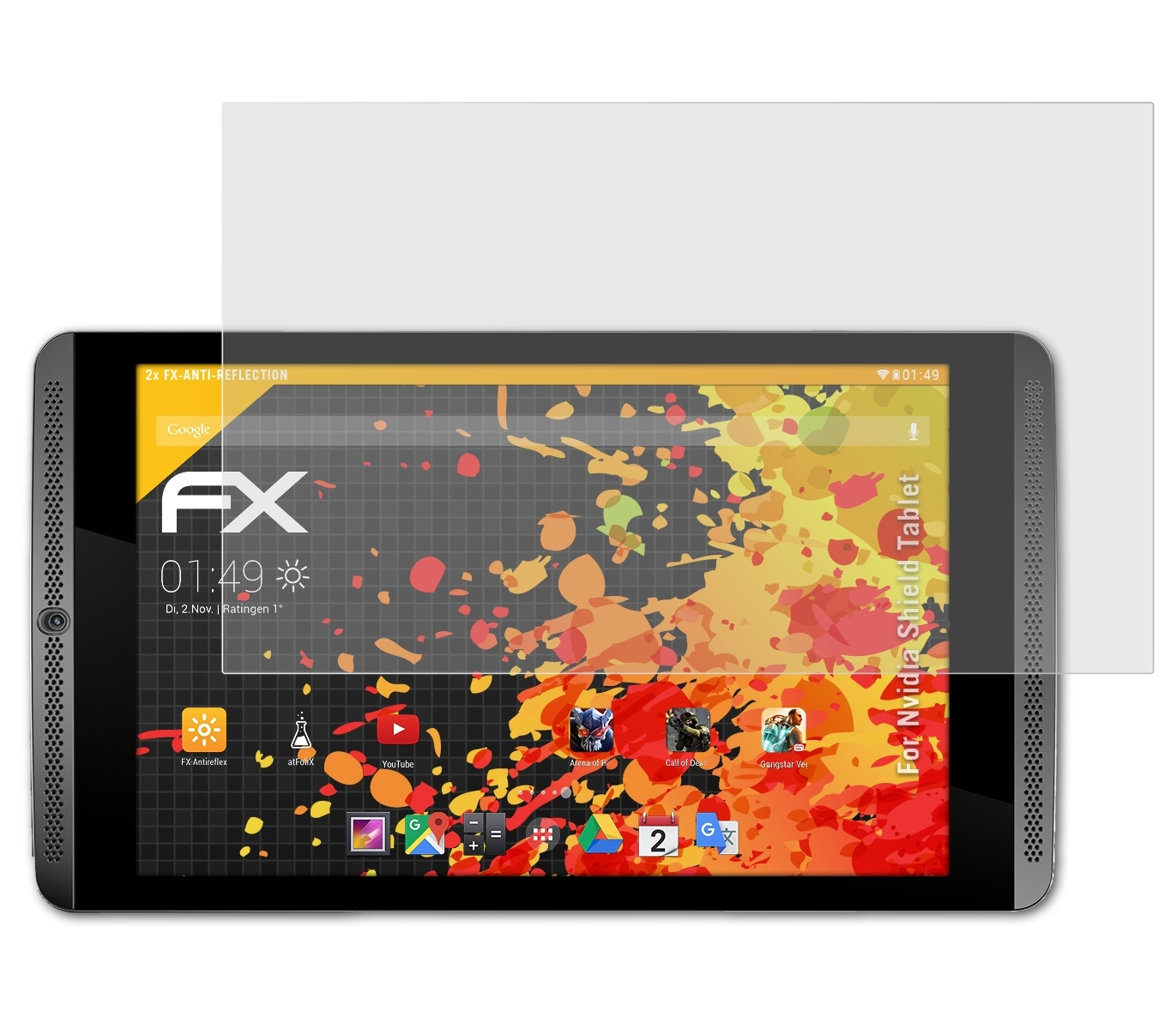 ATFOLIX 2x FX-Antireflex Displayschutz(für Nvidia Tablet) Shield