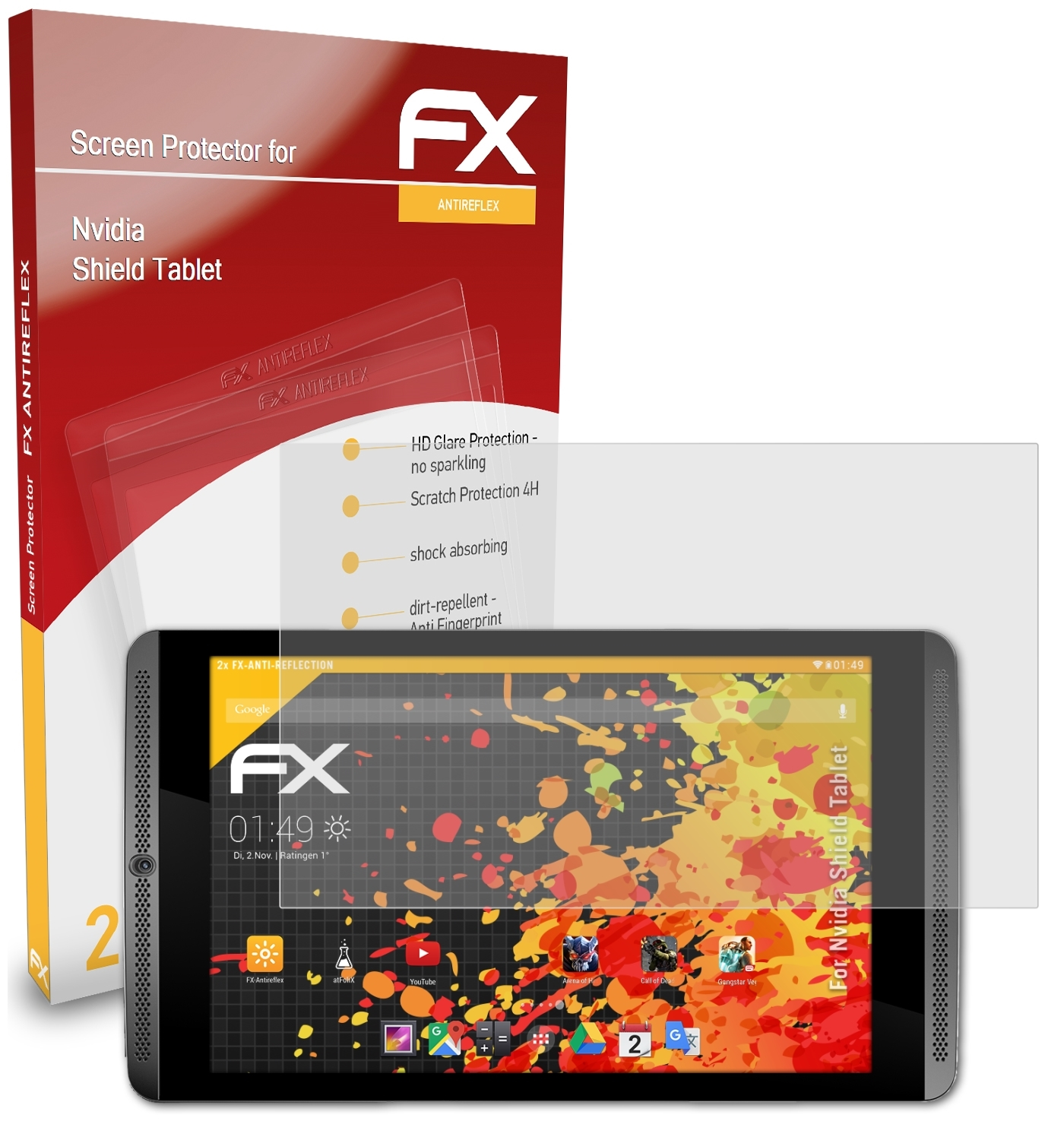 Tablet) ATFOLIX FX-Antireflex Shield Displayschutz(für Nvidia 2x