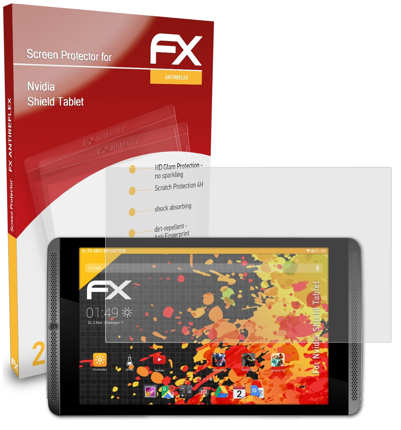 Tablet) Displayschutz(für ATFOLIX Nvidia Shield FX-Antireflex 2x