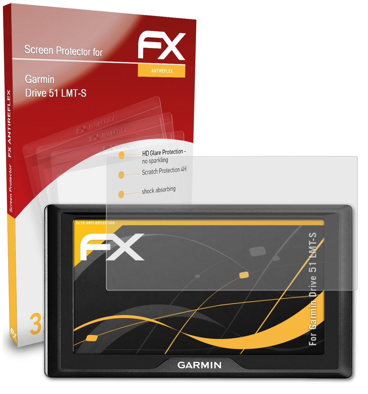ATFOLIX 3x FX-Antireflex Displayschutz(für Garmin LMT-S) 51 Drive