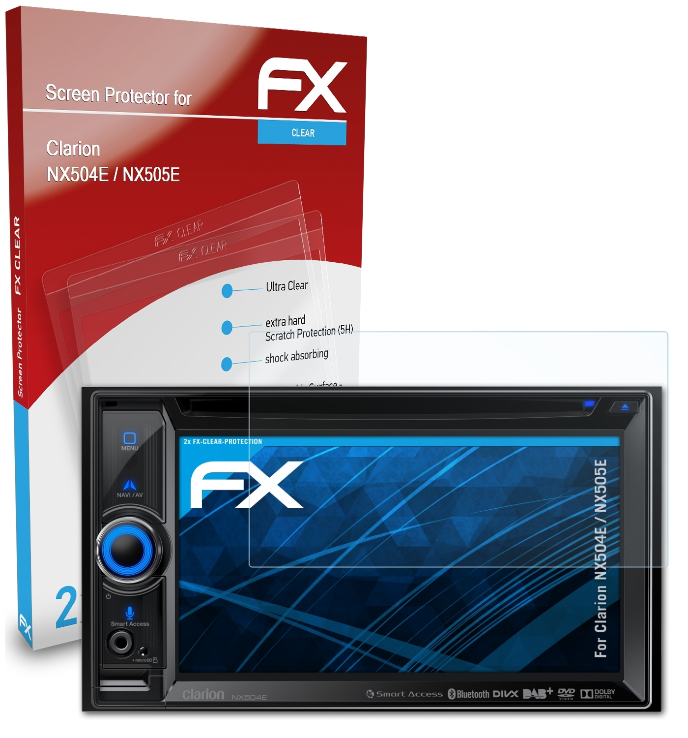 ATFOLIX 2x FX-Clear Displayschutz(für Clarion / NX504E NX505E)
