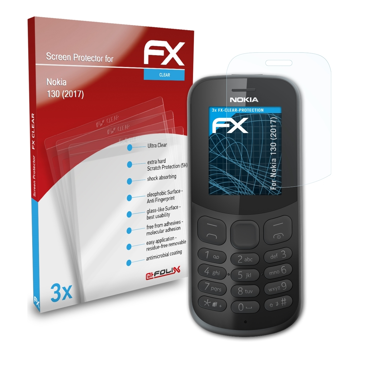 Nokia ATFOLIX 130 FX-Clear 3x (2017)) Displayschutz(für