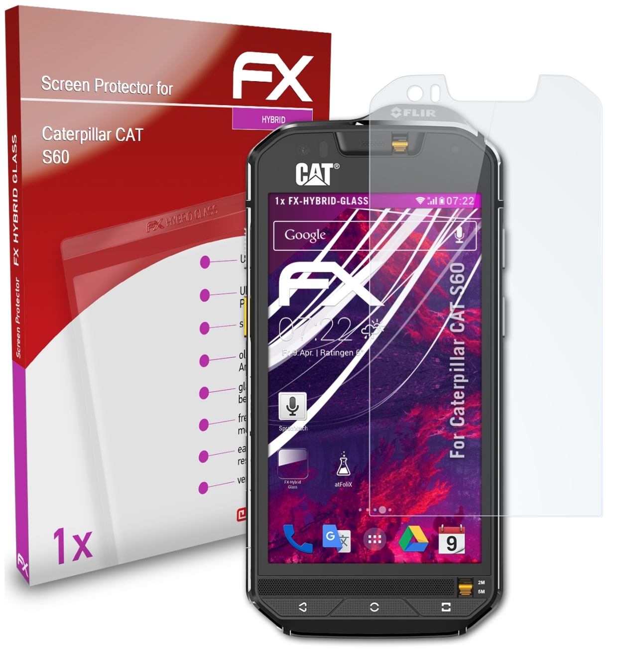 FX-Hybrid-Glass S60) Caterpillar CAT ATFOLIX Schutzglas(für