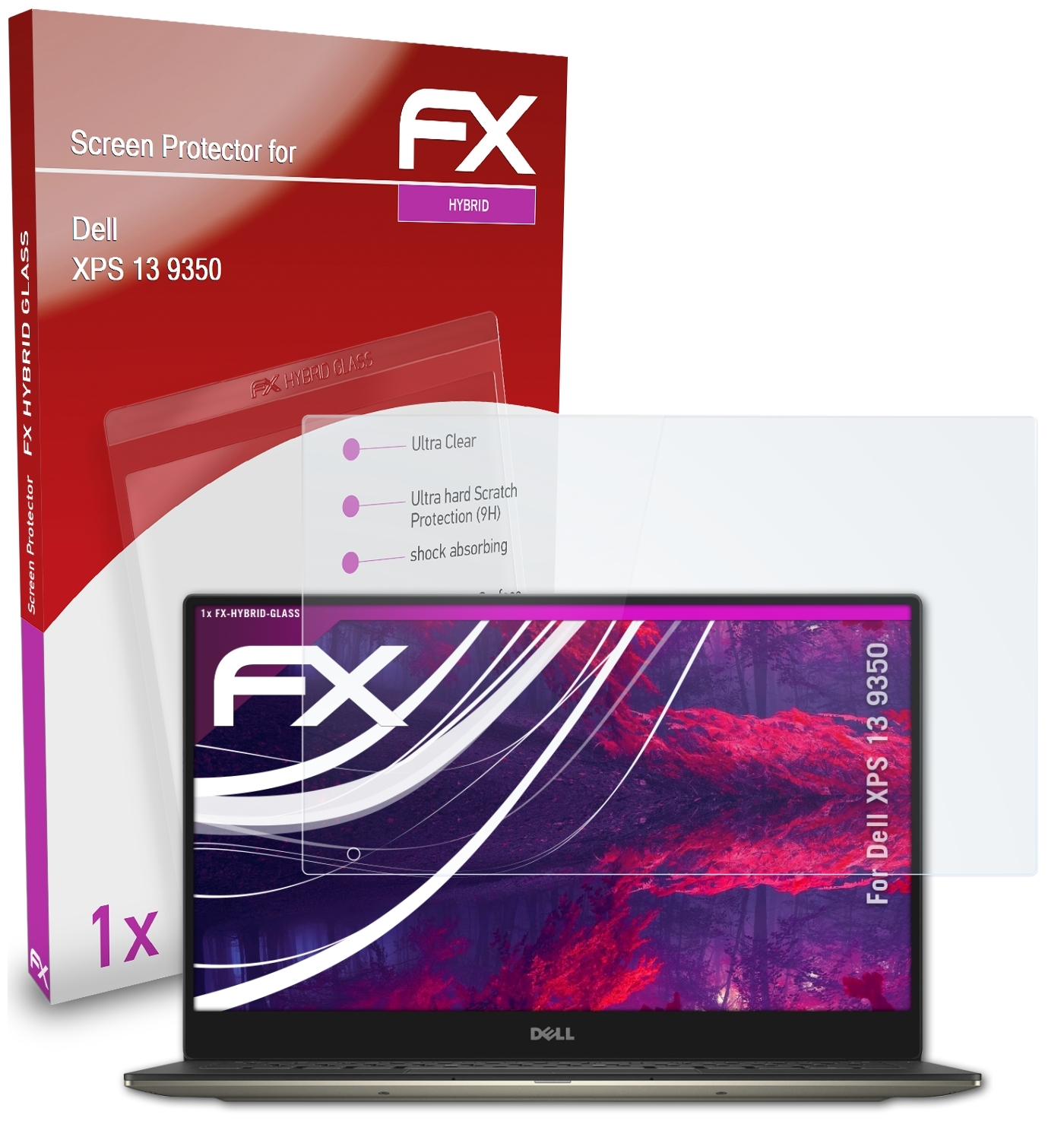 XPS (9350)) ATFOLIX Schutzglas(für Dell FX-Hybrid-Glass 13