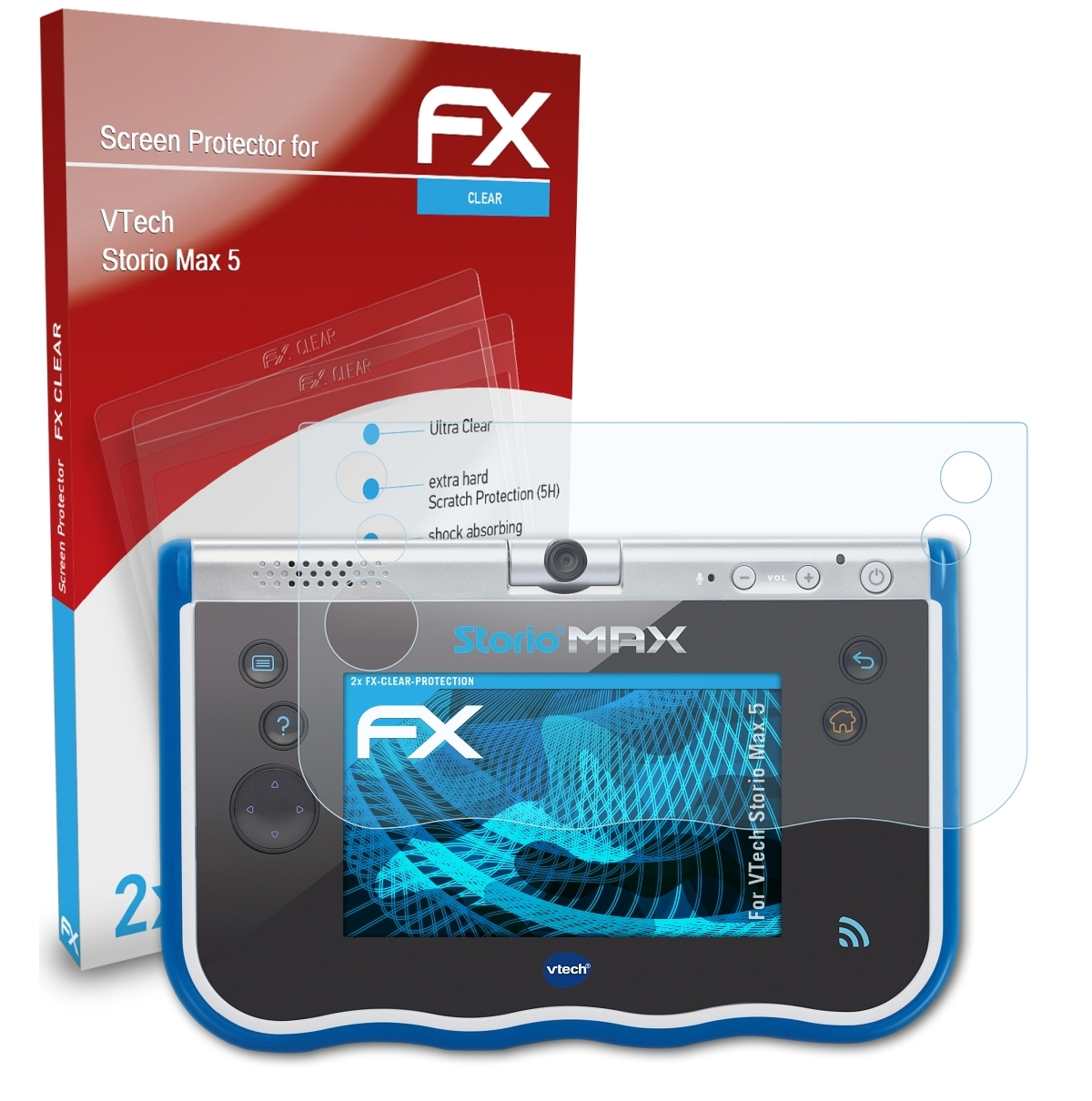 2x FX-Clear 5) Max ATFOLIX VTech Storio Displayschutz(für