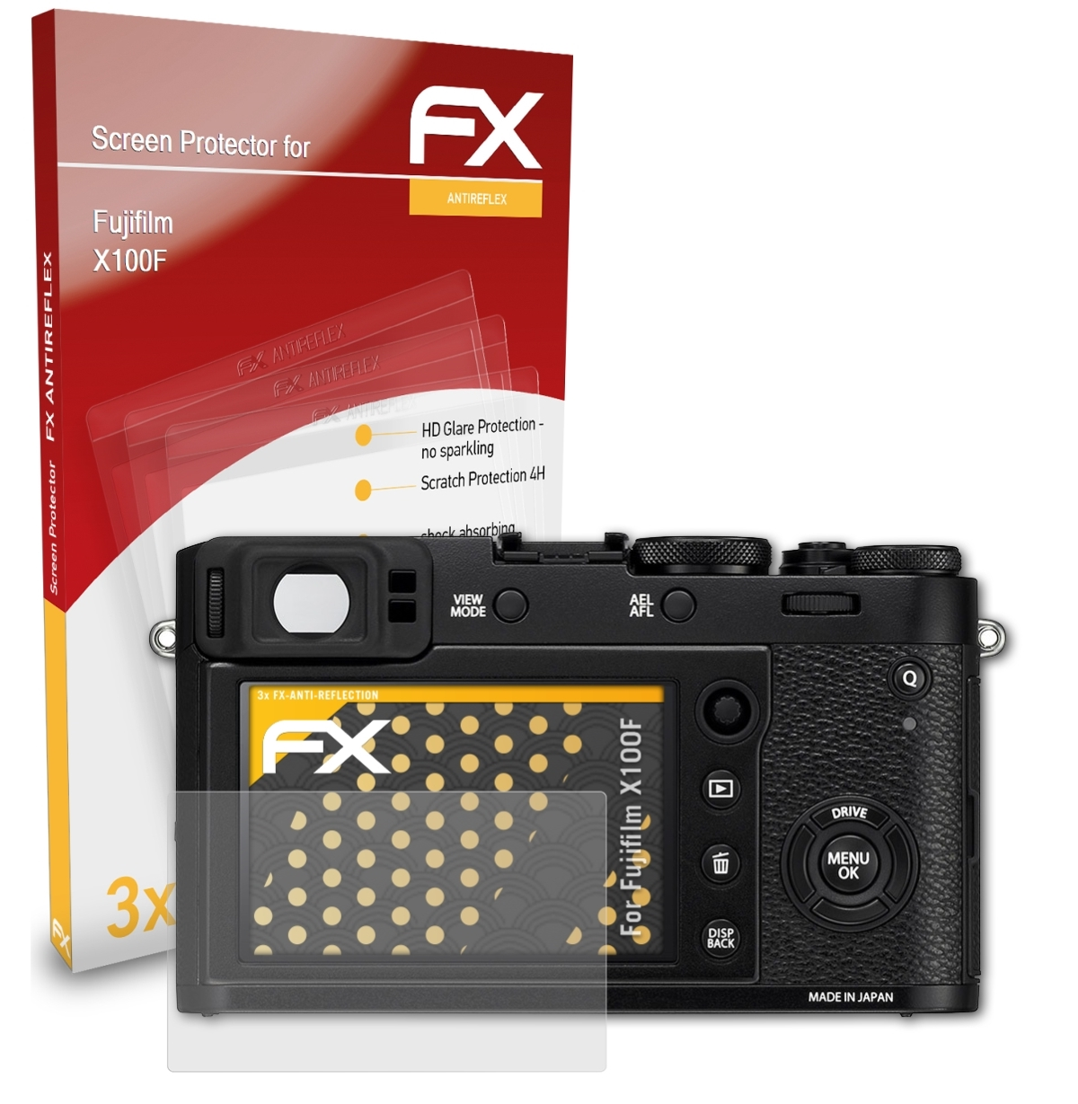 Displayschutz(für FX-Antireflex X100F) 3x ATFOLIX Fujifilm