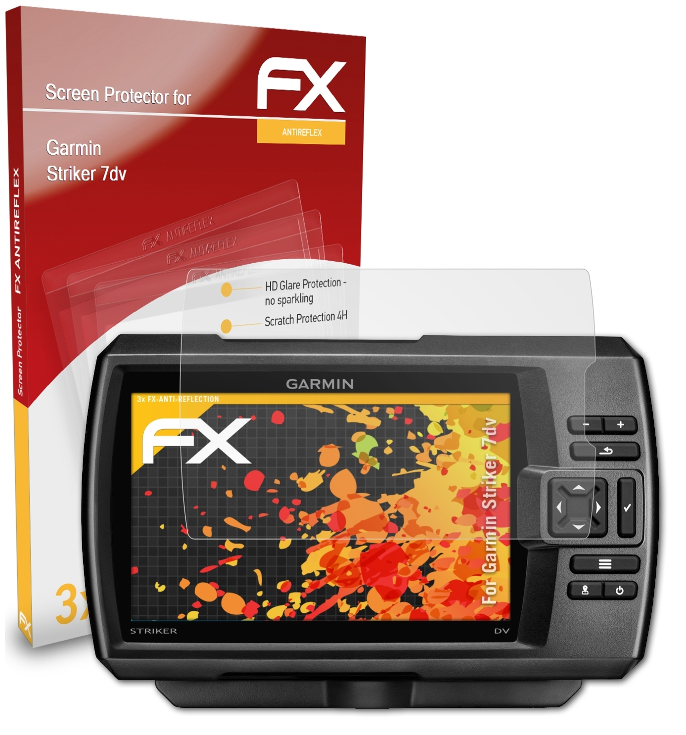 ATFOLIX 3x FX-Antireflex Displayschutz(für 7dv) Garmin Striker