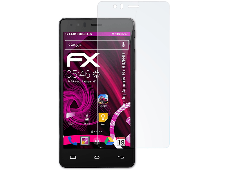 ATFOLIX FX-Hybrid-Glass Schutzglas(für E5 HD/FHD) Aquaris bq