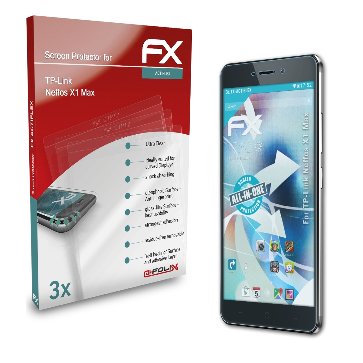 TP-Link Max) FX-ActiFleX 3x ATFOLIX X1 Neffos Displayschutz(für