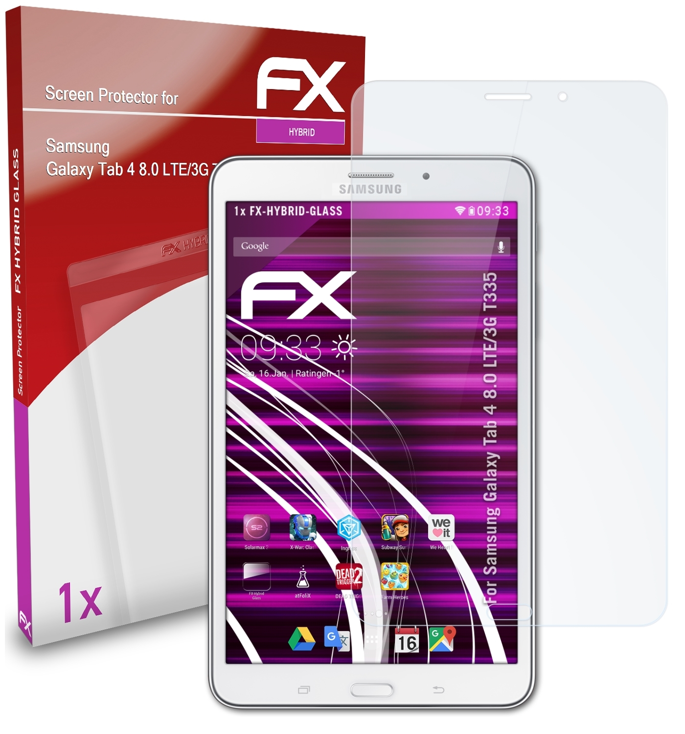 T335)) FX-Hybrid-Glass 8.0 ATFOLIX Samsung Schutzglas(für (LTE/3G 4 Galaxy Tab
