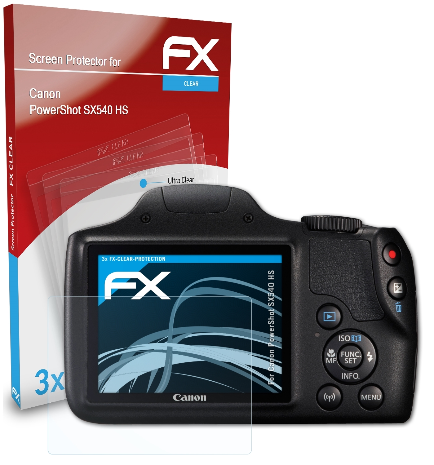 ATFOLIX 3x FX-Clear Canon Displayschutz(für HS) SX540 PowerShot