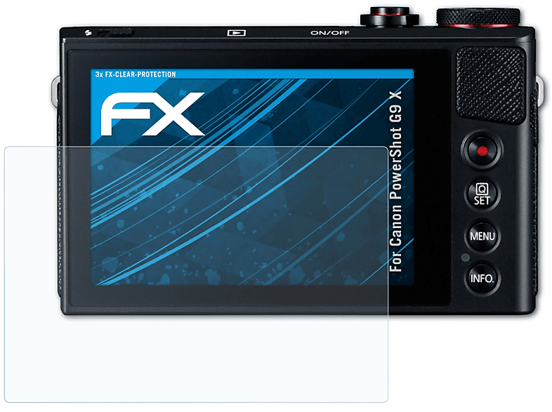 G9 ATFOLIX FX-Clear PowerShot Displayschutz(für Canon 3x X)