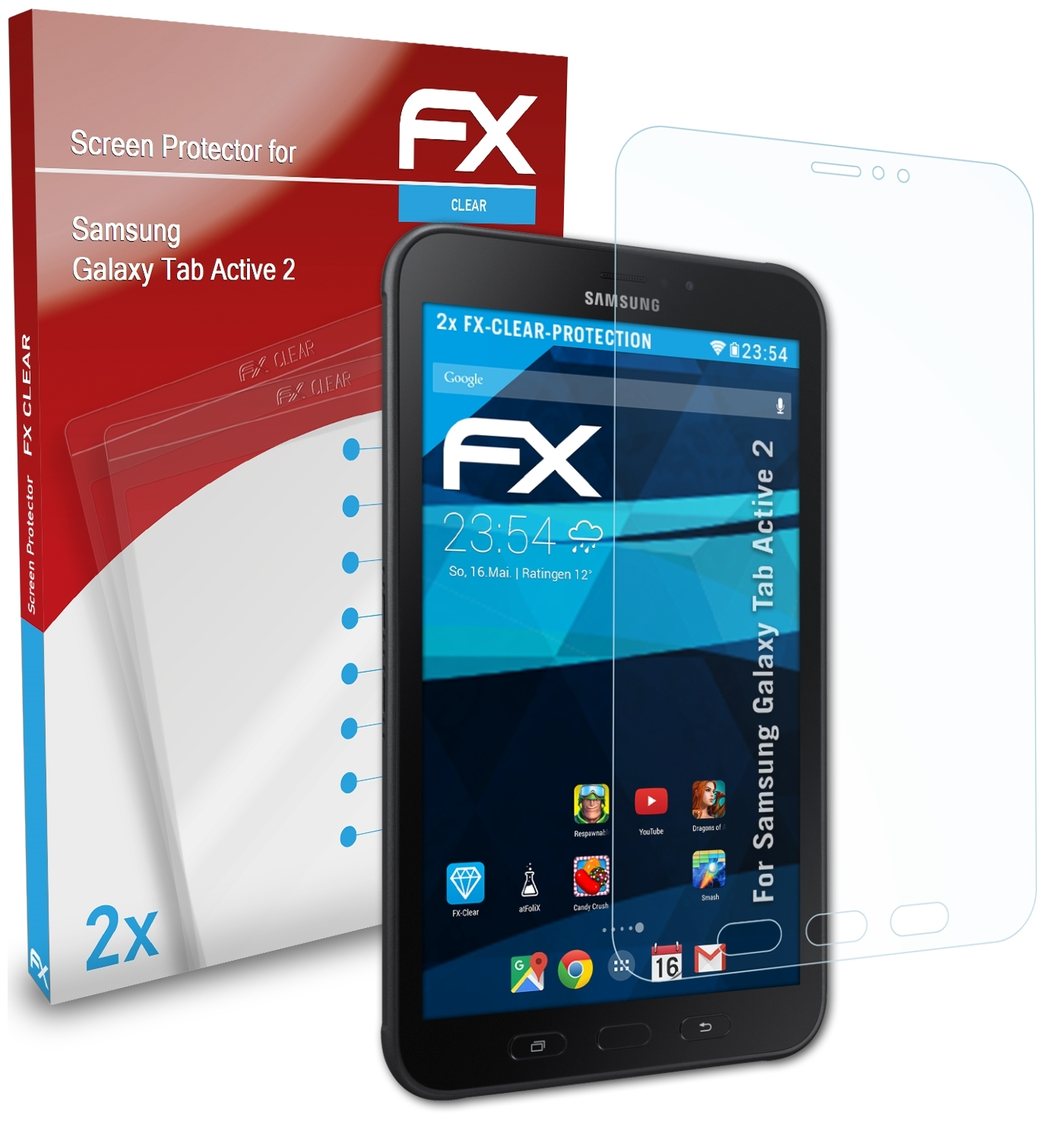 Tab 2x Galaxy Active Displayschutz(für FX-Clear Samsung ATFOLIX 2)