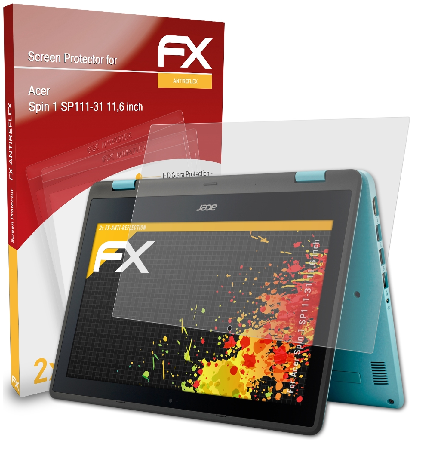 ATFOLIX 2x FX-Antireflex Displayschutz(für Acer SP111-31 1 Spin inch)) (11,6