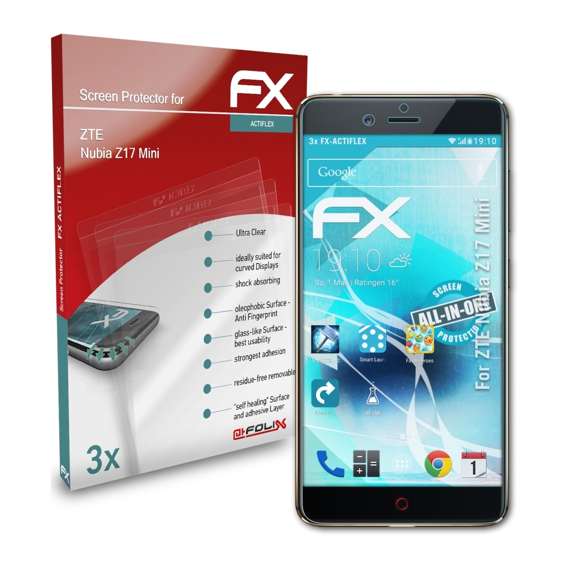 ATFOLIX 3x FX-ActiFleX Displayschutz(für ZTE Nubia Z17 Mini)