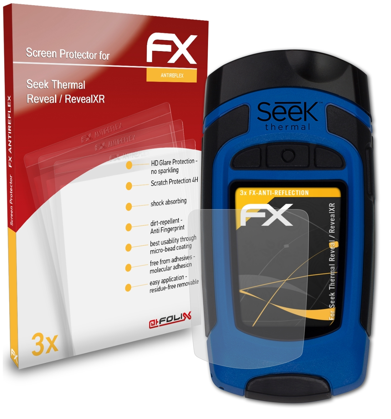 Seek / Displayschutz(für 3x Reveal ATFOLIX RevealXR) Thermal FX-Antireflex