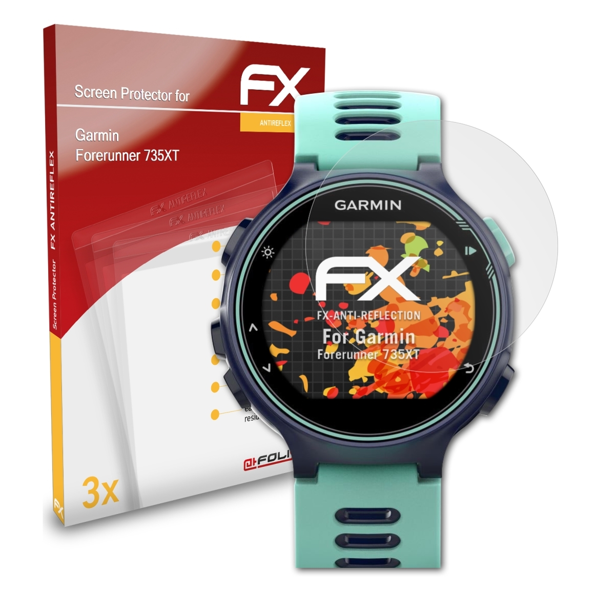 ATFOLIX Garmin 735XT) Forerunner Displayschutz(für FX-Antireflex 3x