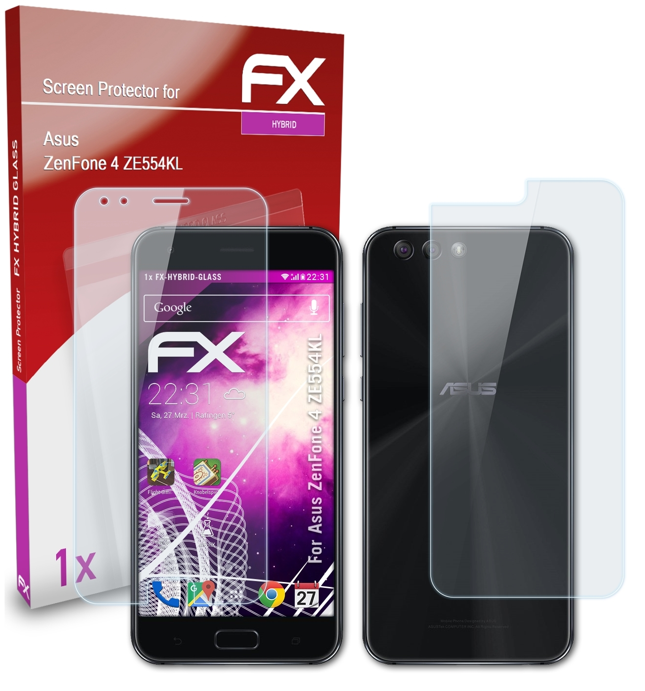 ATFOLIX FX-Hybrid-Glass Schutzglas(für Asus ZenFone 4 (ZE554KL))