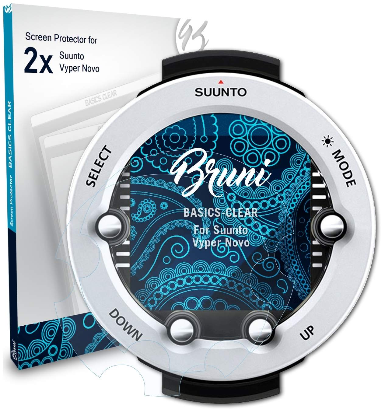 Suunto 2x BRUNI Basics-Clear Vyper Schutzfolie(für Novo)