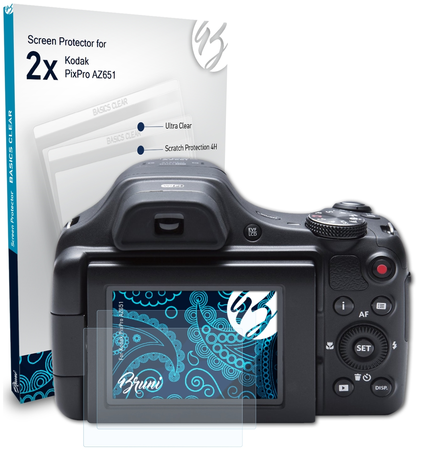 BRUNI 2x Basics-Clear Schutzfolie(für PixPro AZ651) Kodak
