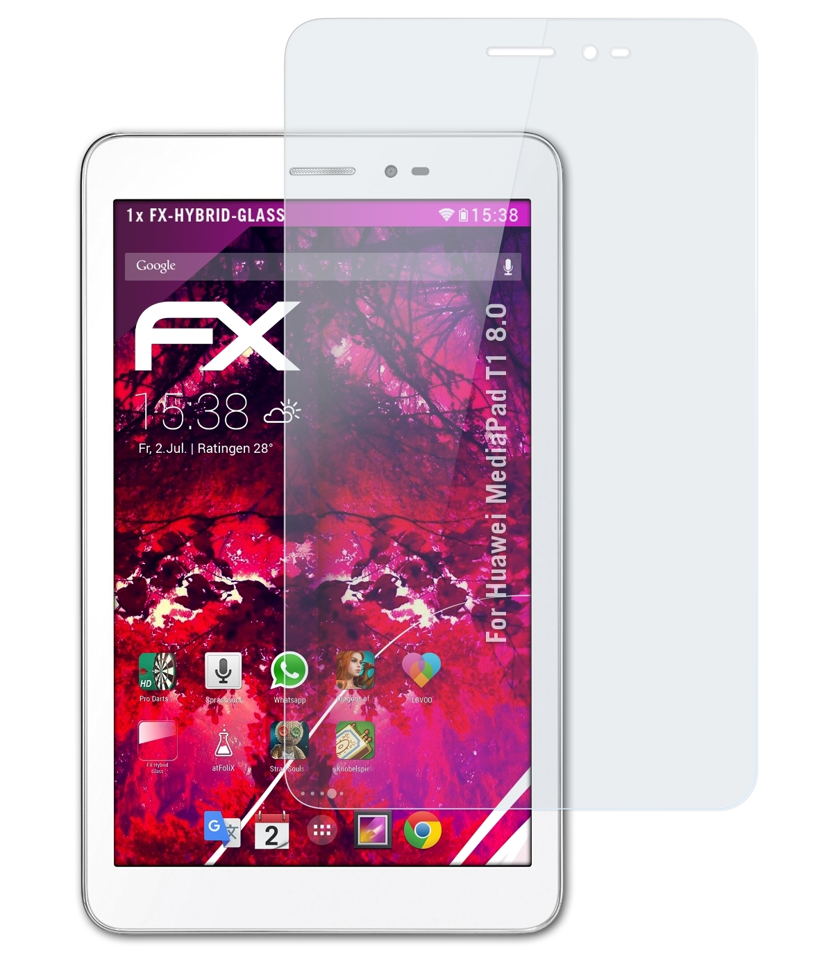 ATFOLIX FX-Hybrid-Glass Schutzglas(für Huawei MediaPad 8.0) T1