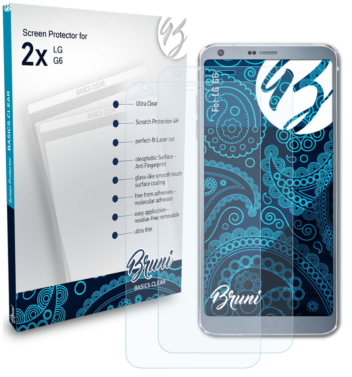BRUNI 2x Basics-Clear Schutzfolie(für LG G6)