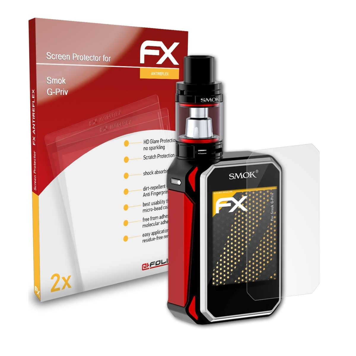 ATFOLIX 2x G-Priv) Displayschutz(für Smok FX-Antireflex
