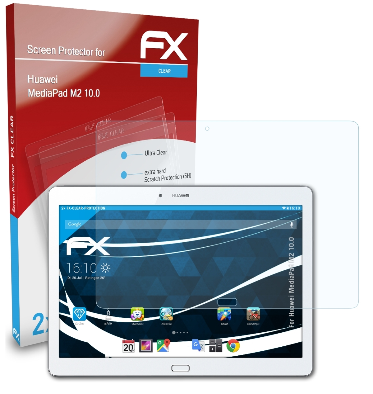 M2 ATFOLIX 10.0) Huawei FX-Clear 2x MediaPad Displayschutz(für