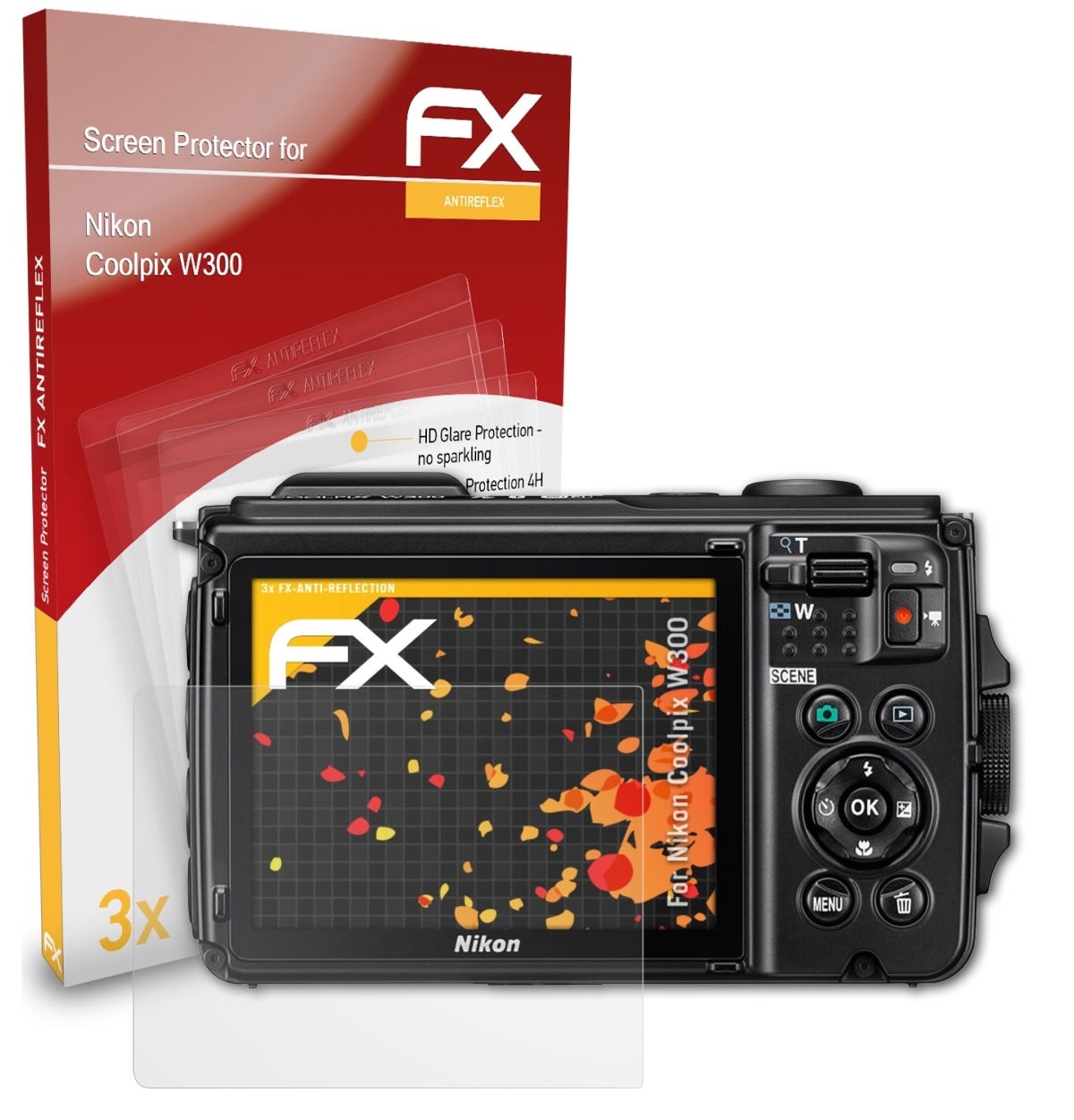 Displayschutz(für W300) 3x ATFOLIX FX-Antireflex Nikon Coolpix