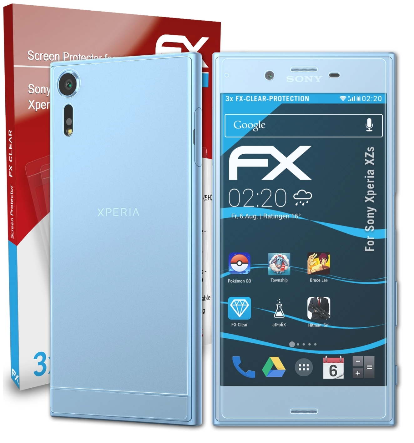 Displayschutz(für Sony Xperia XZs) ATFOLIX 3x FX-Clear
