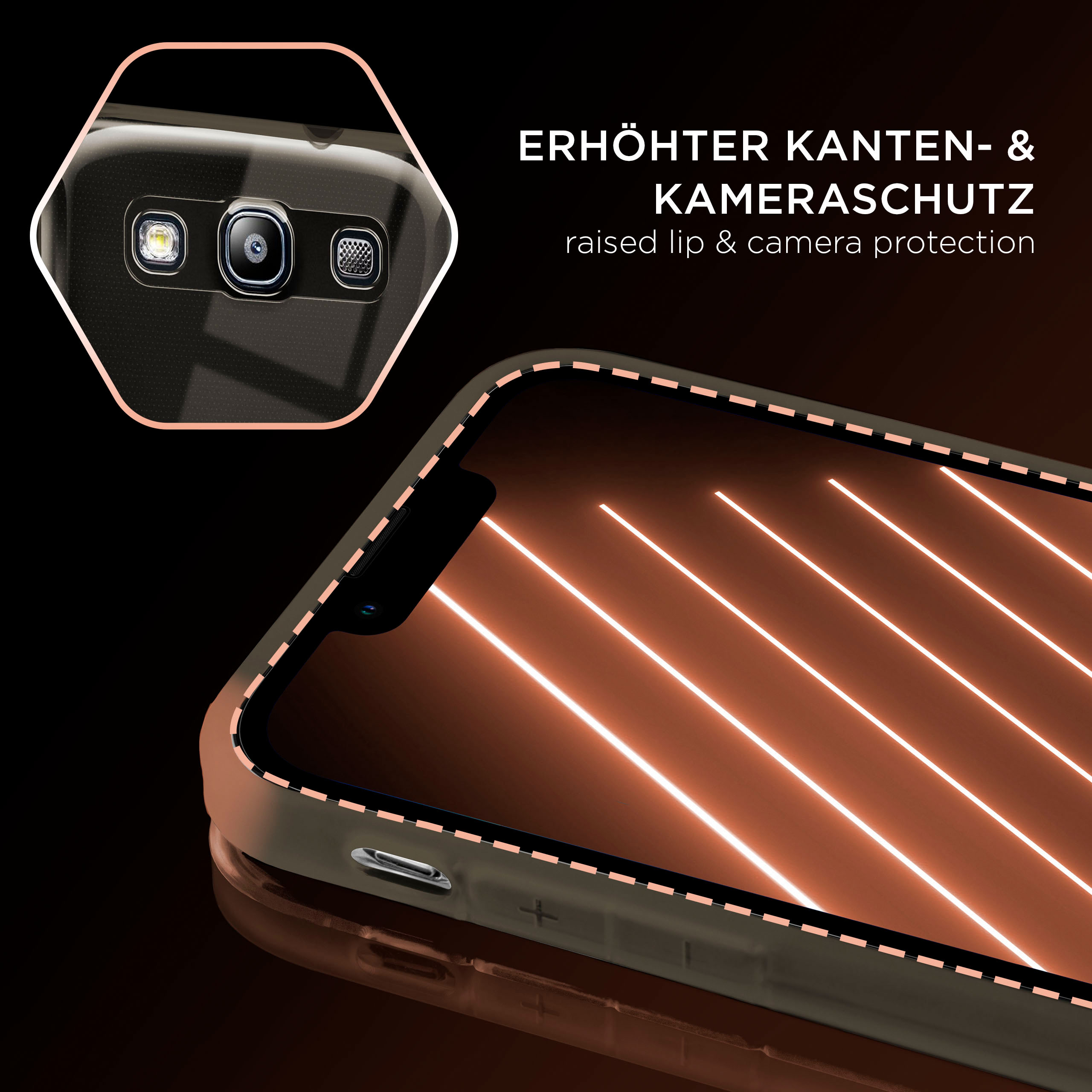 Nahaufnahme der Handyhülle mit Kamera und Licht.
