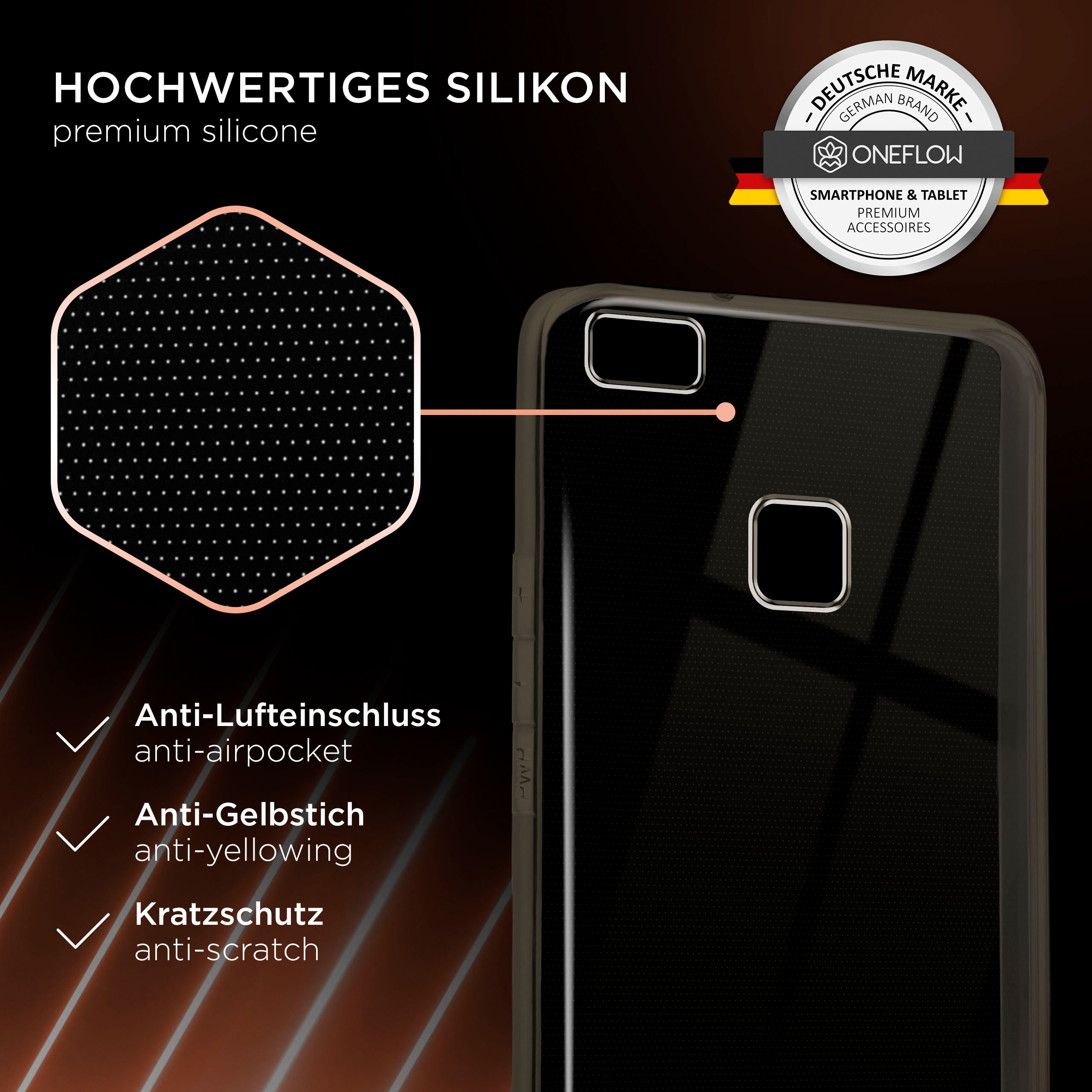ONEFLOW Clear P9 Lite, Anthracite-Gray Huawei, Case, Backcover